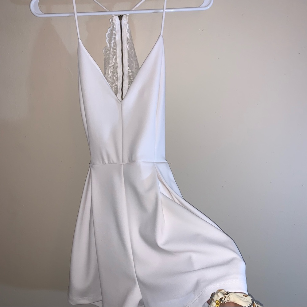 White, Lace Back Romper